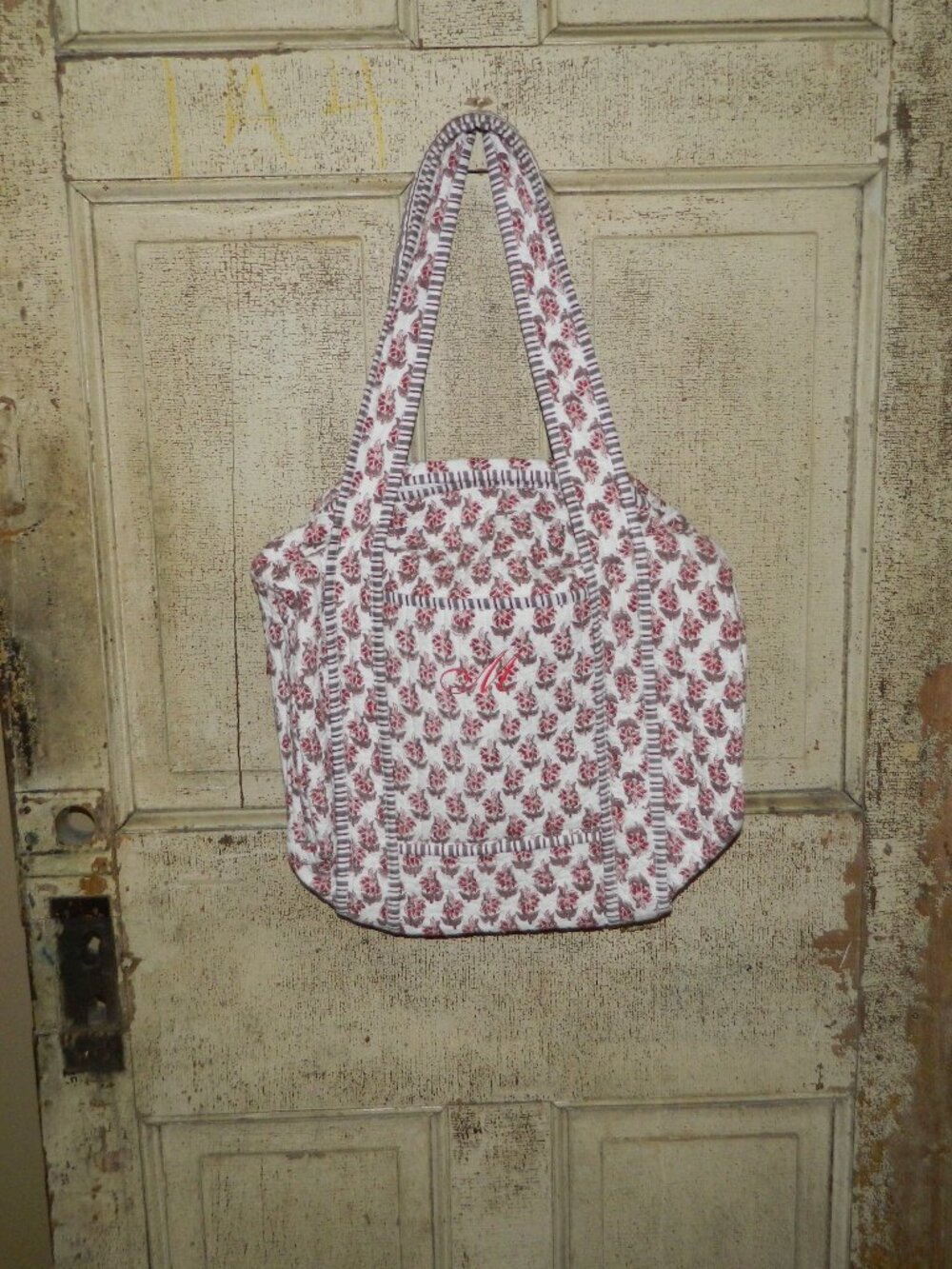 Mark & Graham Block Print Quilted Weekender Bag "M" Mono